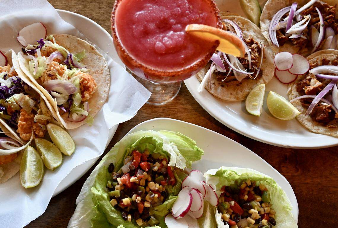 Clockwise from left, El Gran Tako’s Ensenada Tacos, Tacos Cochinita Pibil and Quesabirria Tacos