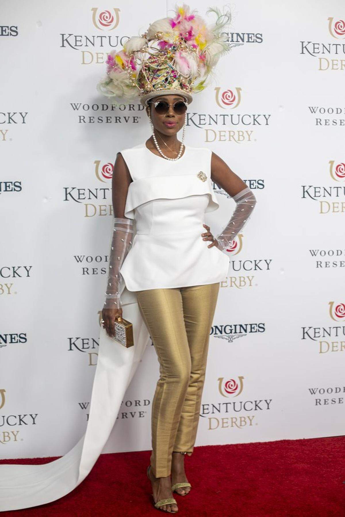 Eden Bridgeman walks the red carpet at Churchill Downs in Louisville, Ky., Saturday, May 7, 2022.