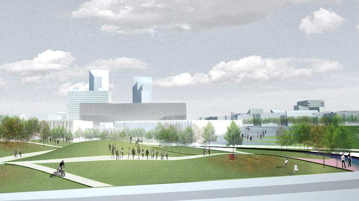 This is a view from Oliver Lewis Way Bridge looking toward Rupp Arena. This rendering of the area around Rupp Arena was presented at a public meeting on Wednesday, Nov. 30, 2011.