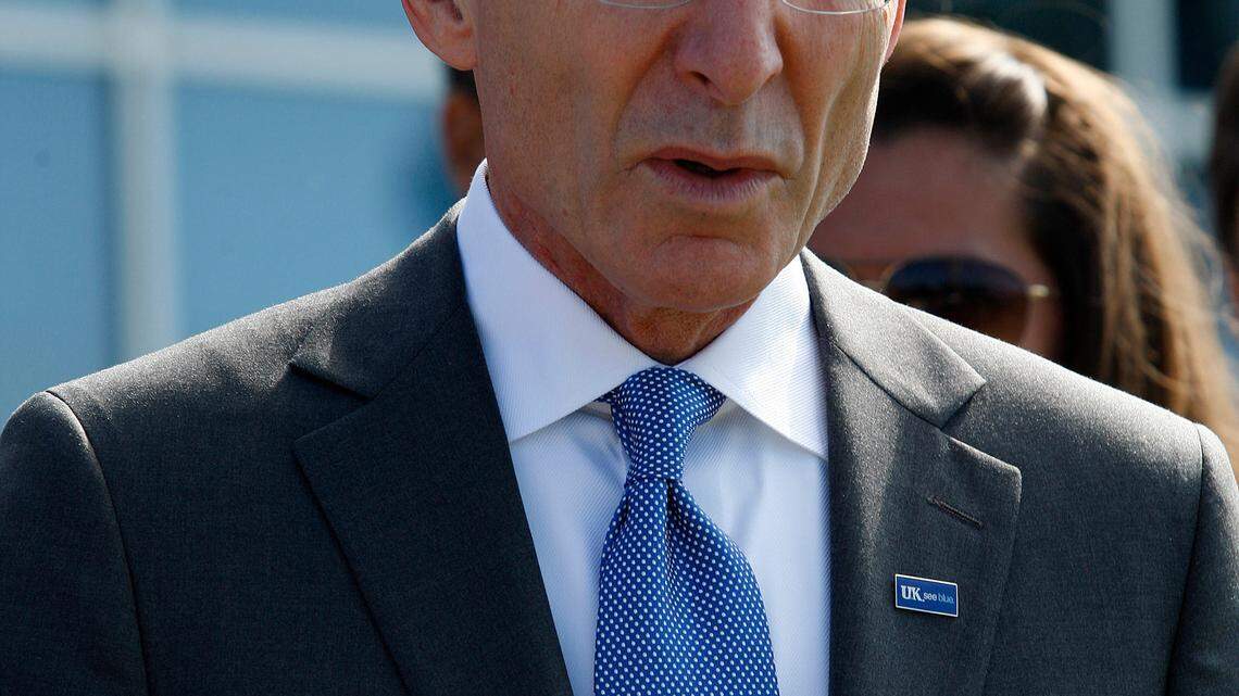 Pres. Eli Capilouto addresses participants at the kick-off of the UK FUSION program at Pieratt Student Recreation Field on the UK campus in Lexington, Ky., Monday, August 20, 2012. Photo by Matt Goins