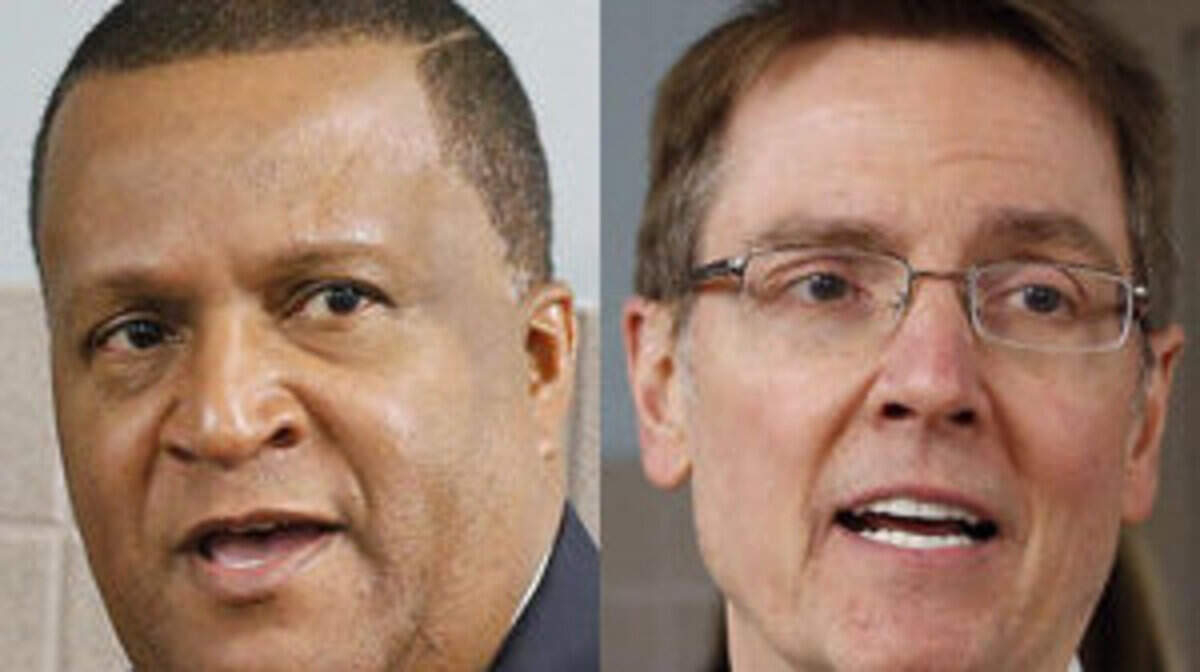 Mayoral candidates Anthany Beatty, left, and incumbent Jim Gray.