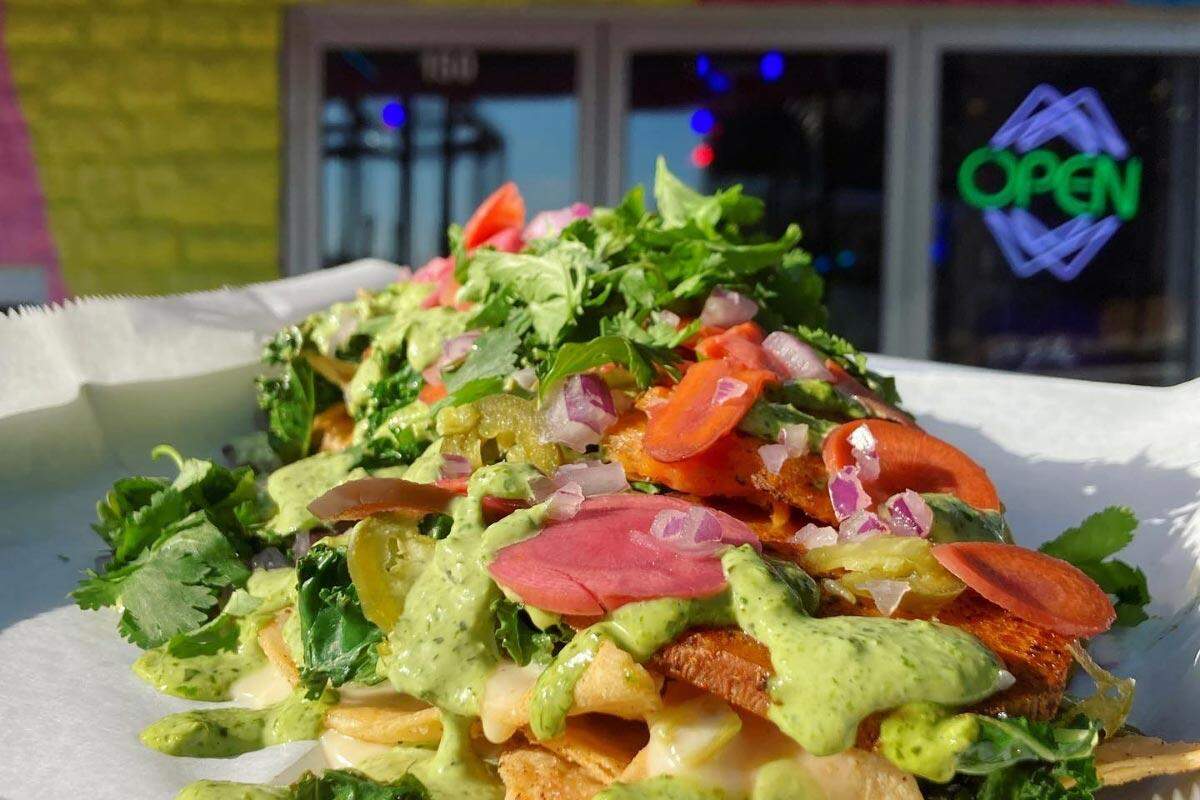 Kale Mountain Nachos will be the Pride special at girlsgirlsgirls Burritos. This dish is made of fried local corn tortilla chips topped with queso, grilled kale, pickled heirloom carrot and radish, pickled pepper, basil jalapeño ranch, cilantro and onion. There is an option to add a choice protein and a vegan option.