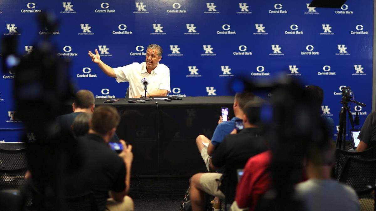 Kentucky basketball coach John Calipari met with the media at a news conference at Memorial Coliseum on Tuesday.