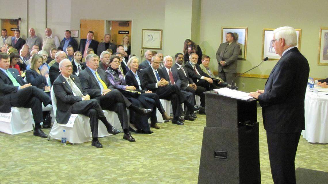 U.S. Rep. "Hal" Rogers spoke at an event at Pine Mountain State Park to release a report from the Shaping Our Appalachian Region initiative, an effort to improve Eastern Kentucky's economy.       