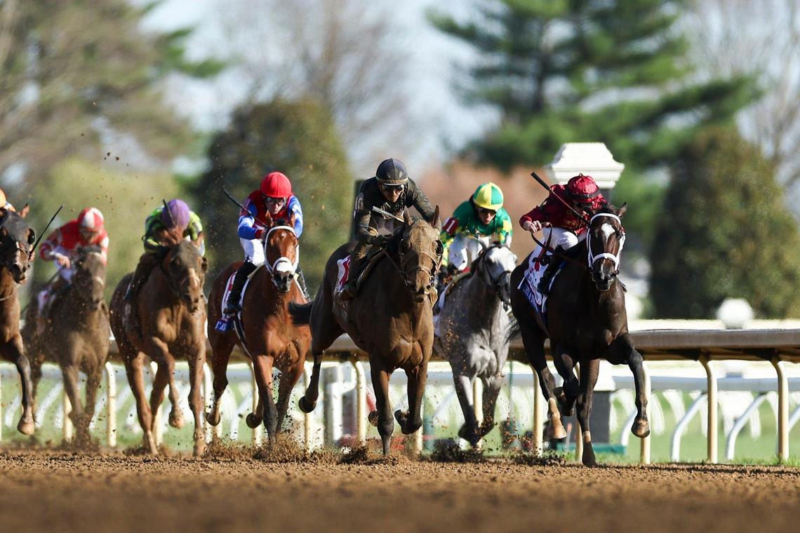 Sierra Leone, with Tyler Gaffalione up, wins the 100th Toyota Blue Grass Stakes, a 200-point Kentucky Derby qualifier during the 2024 Keeneland Spring Meet. The purse for the race will be increased from $1 million to $1.25 million this year.