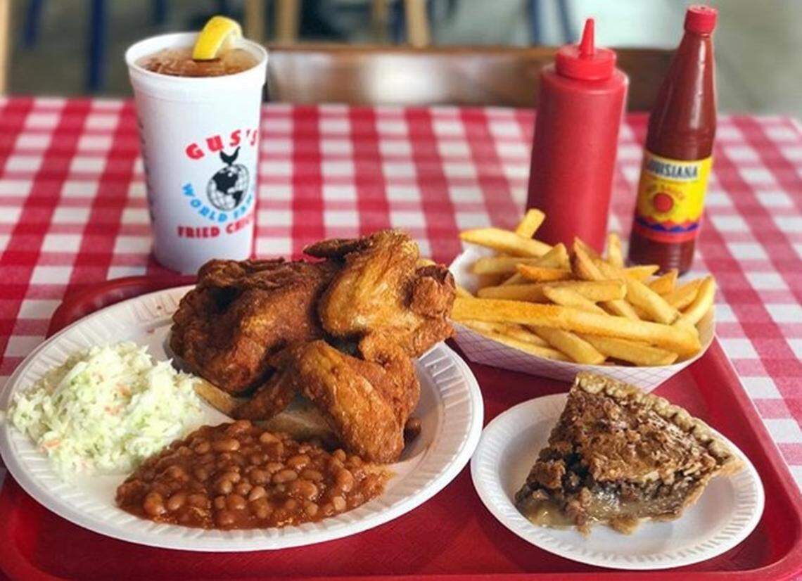 Gus’s World Famous Fried Chicken features spicy Southern fried chicken, classic sides, pie and more.
