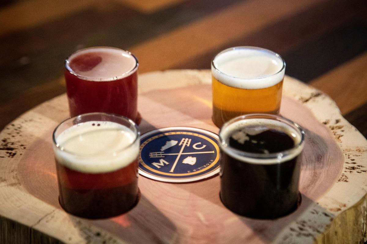 A flight of beers from Maiden City Brewery, which is participating in the Lexington Craft Beer Week at Burnaco’s.