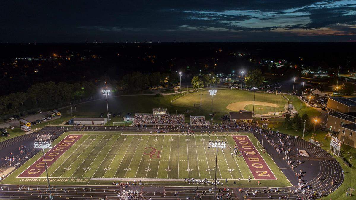 Frankfort and Sayre play in the Mingua Beef Jerky Bowl at Bourbon County High School in Paris, Ky., on Friday, Sept. 3, 2021.