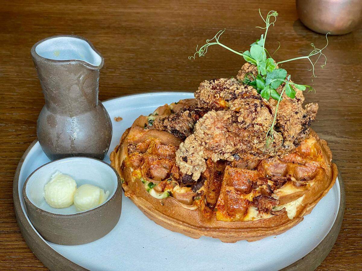 The Jalapeño Chicken & Waffle at Granddam in the Manchester Hotel. Granddam chef Paula Endara will be competing on the reality TV show, “Top Chef.”