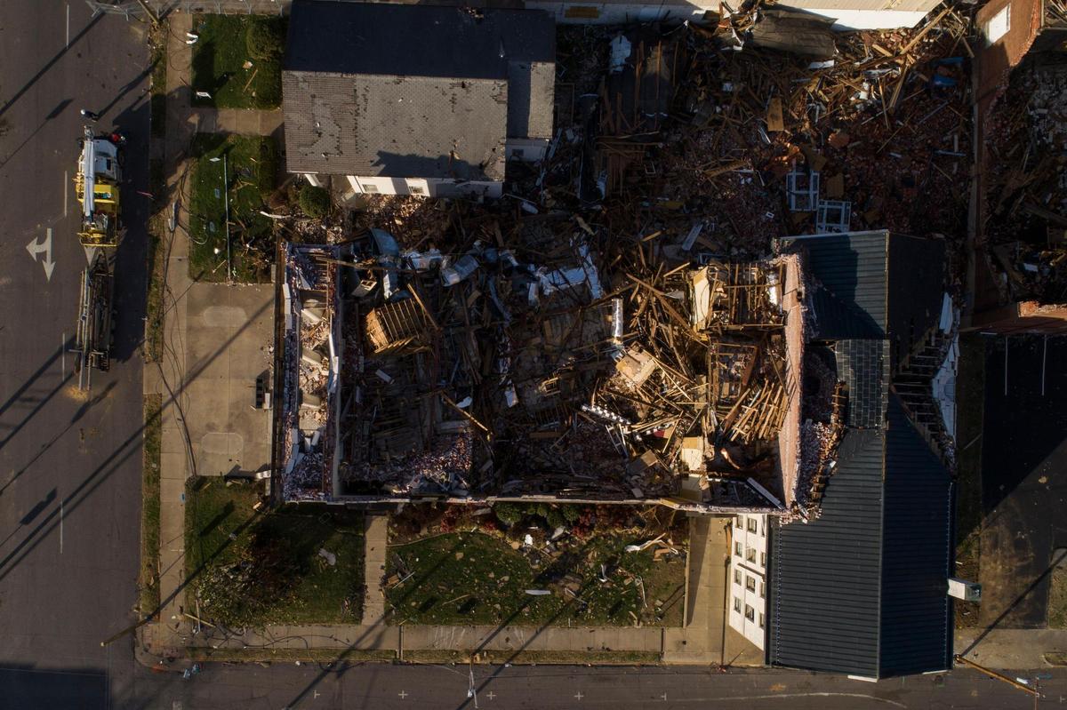 A drone picture of the First United Methodist Church on West Broadway, Jan. 5, 2022.