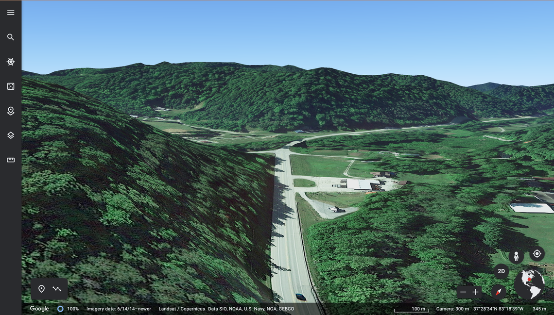 The same location shown above, taken from a Google Earth screenshot.