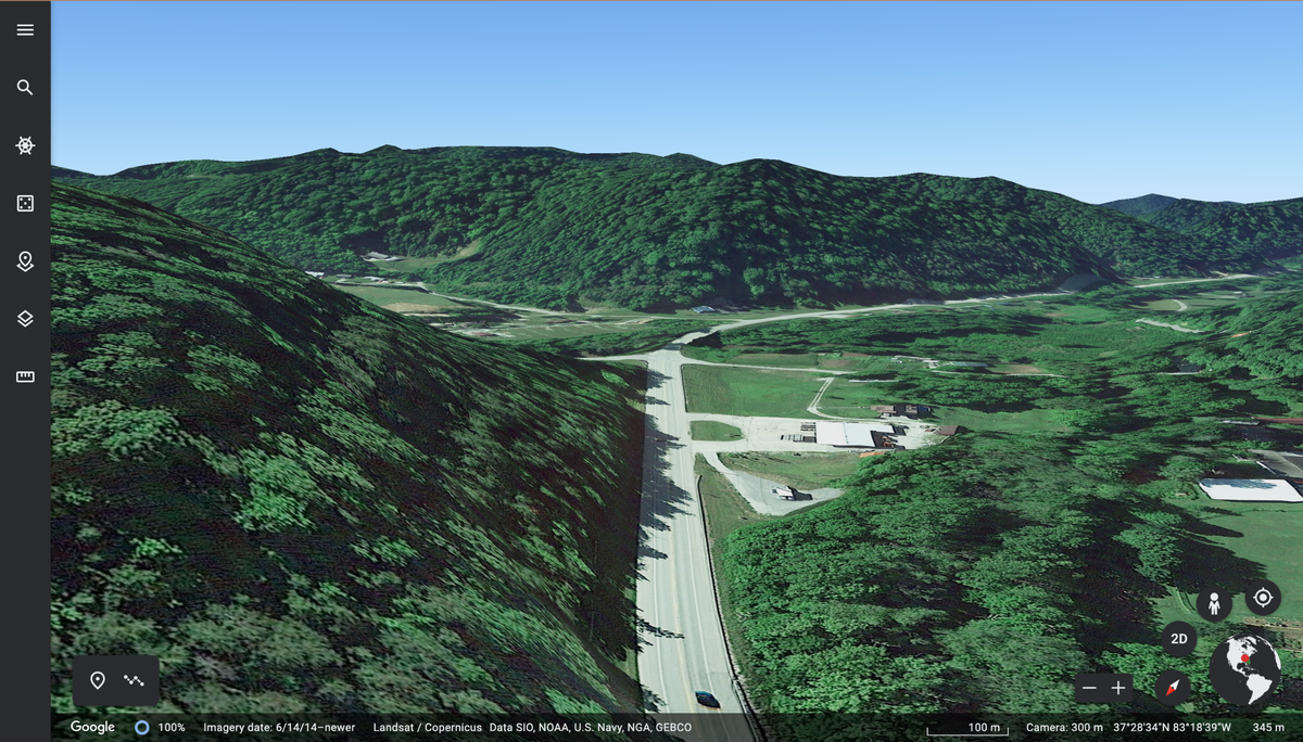 The same location shown above, taken from a Google Earth screenshot.