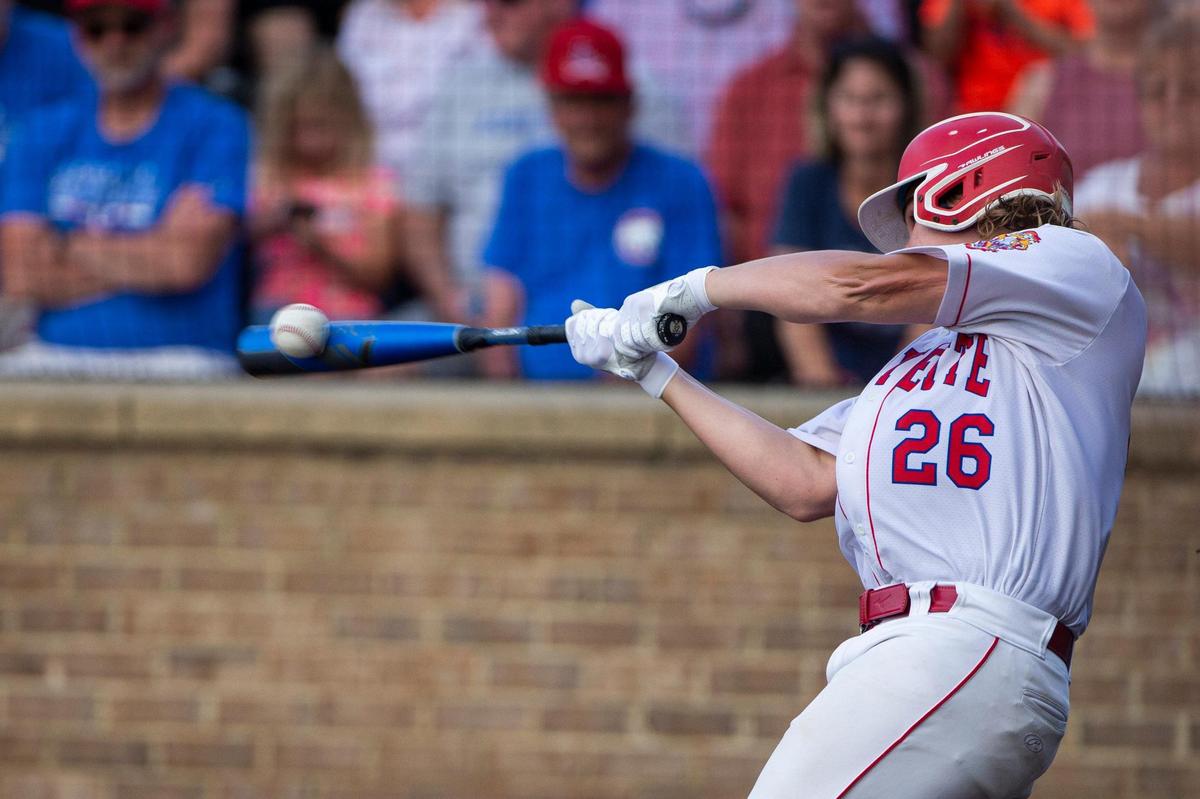 Lafayette’s Owen Jenkins knocked in a run with a single in the fifth inning against Madison Central during the 11th Region finals at Lexington Catholic on Monday.