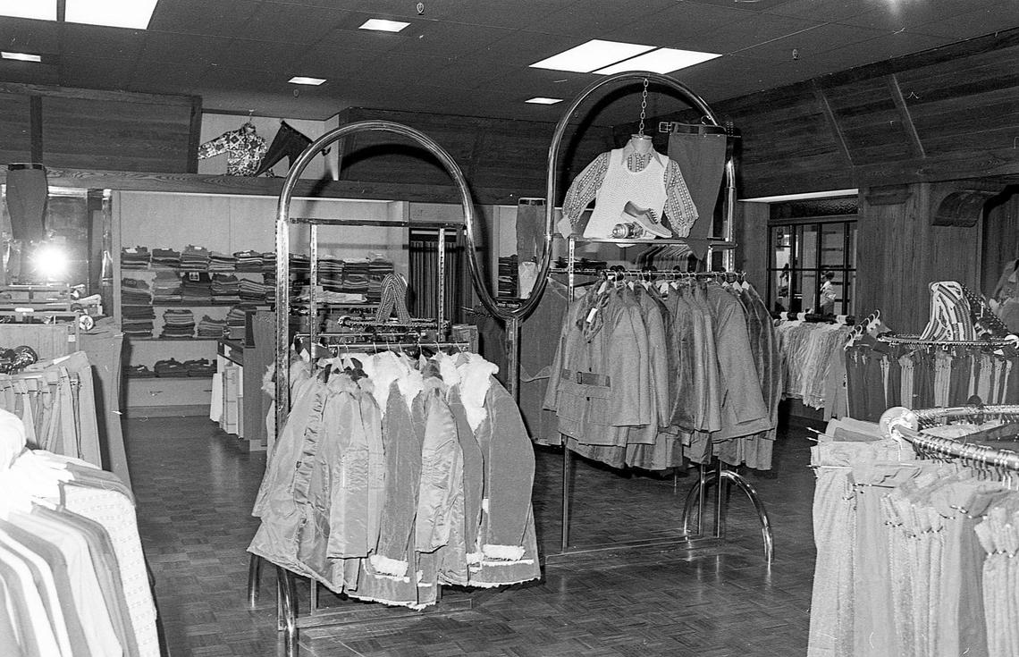Young men’s fashions were sold in the pub-like atmosphere of the University Shop at the new Shillito’s Department Store in Fayette Mall, Oct. 4, 1971.