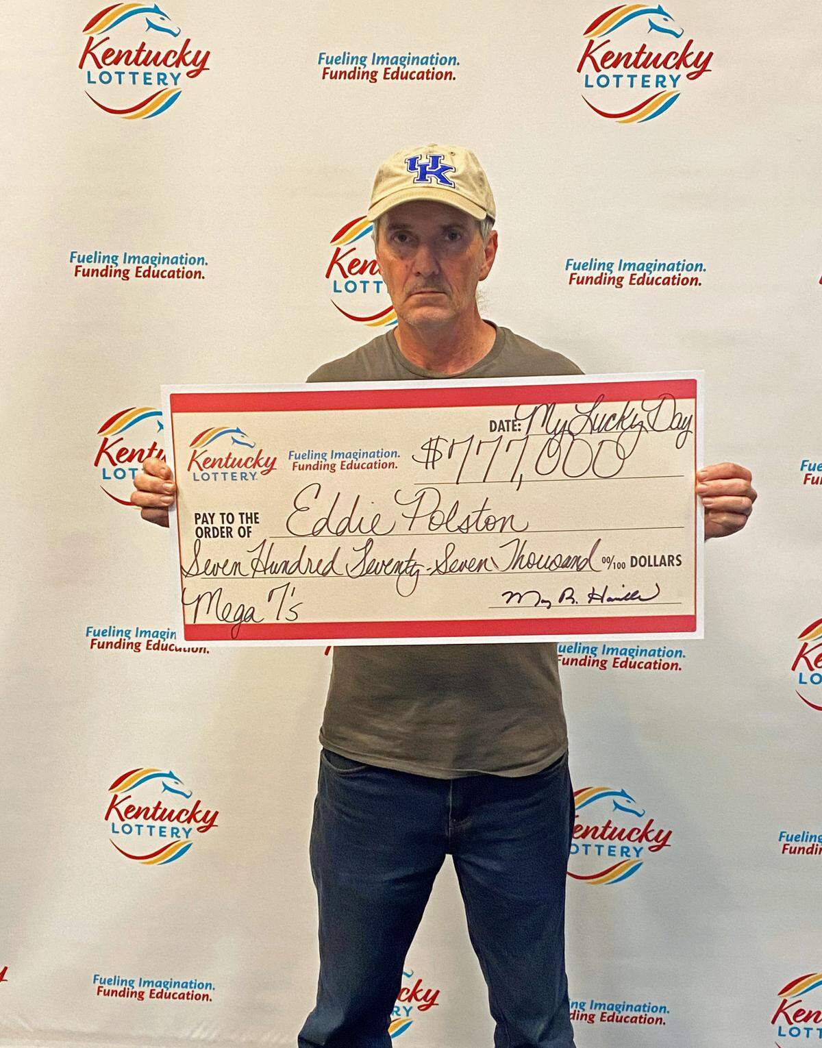 Eddie Polston, shown here, won $777,000 from a $20 scratch-off ticket.