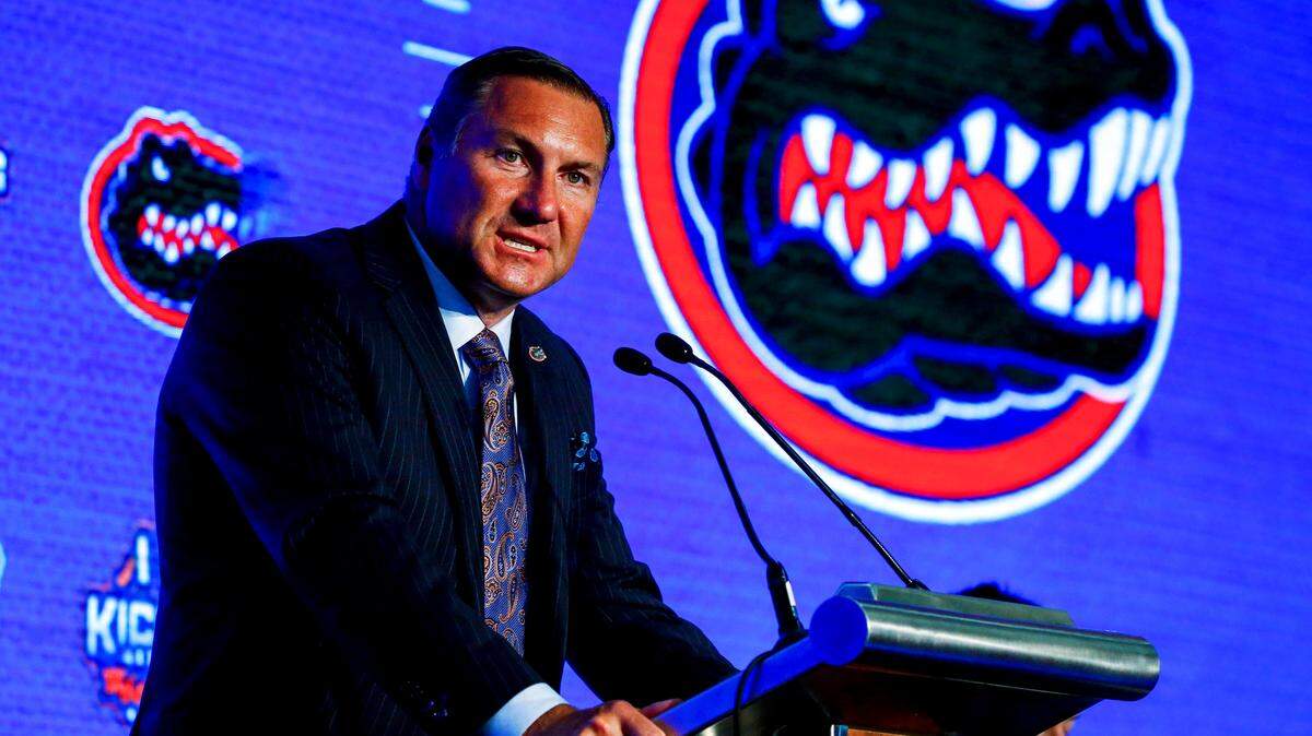 Head Coach Dan Mullen, of Florida, speaks during the NCAA college football Southeastern Conference Media Days, Monday, July 15, 2019, in Hoover, Ala.