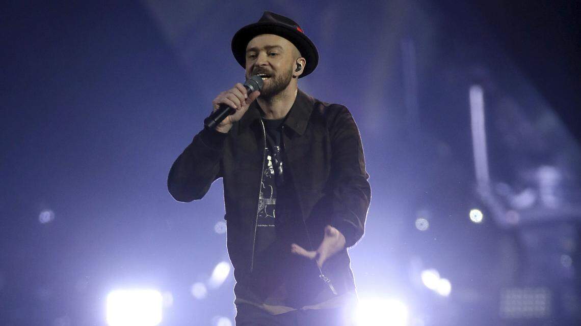 Justin Timberlake performs at the Brit Awards 2018 in London.