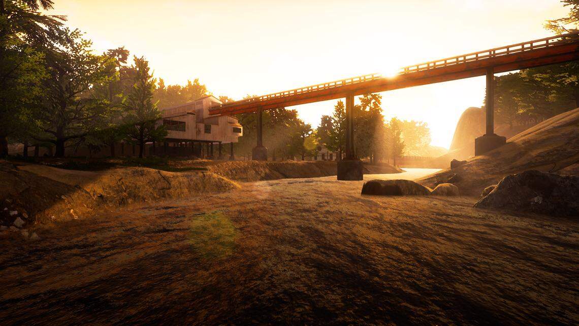 Graphics of the coal town in "Appalachian Mining Town', a video game designed by 15 Eastern Kentucky Students who earned national honors with it. The setting of the game is loosely based on Blue Heron, an abandoned Kentucky coal town.