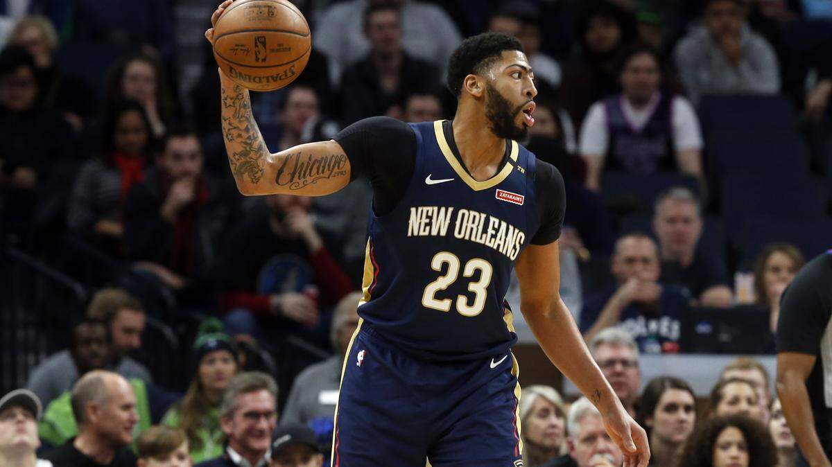New Orleans Pelicans’ Anthony Davis played against the Minnesota Timberwolves in an NBA basketball game Saturday, Jan. 12, 2019, in Minneapolis.