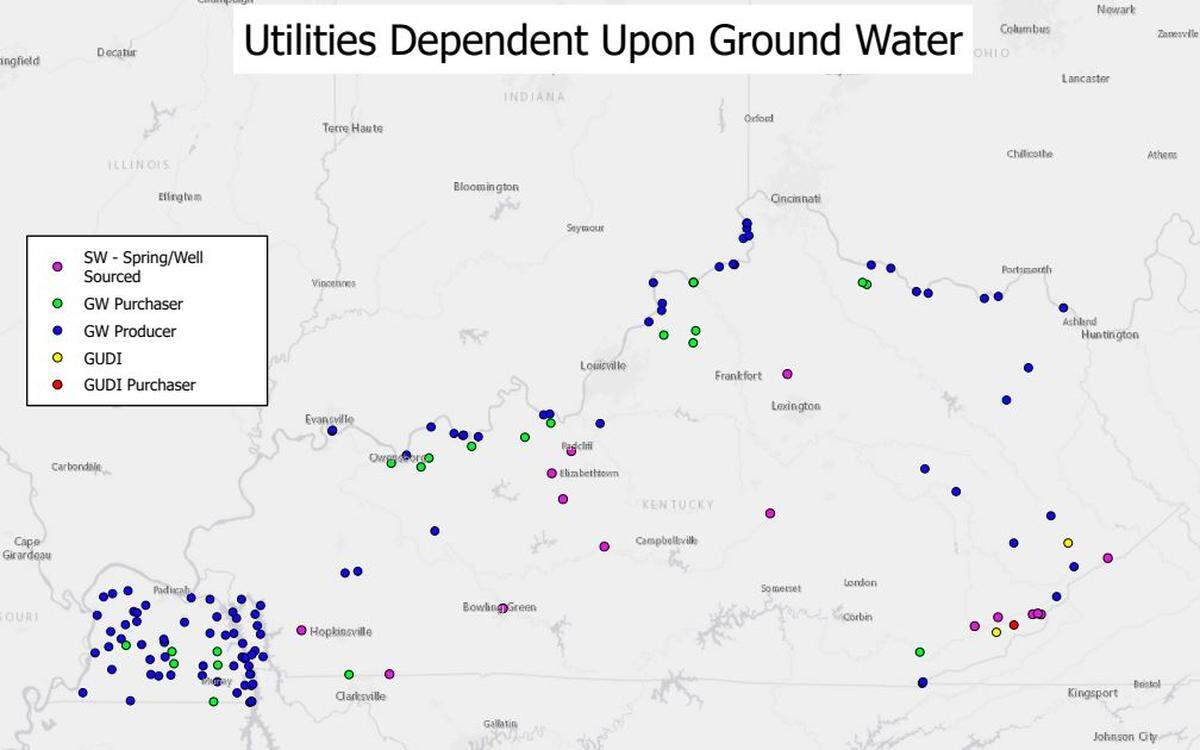 At least 156 public water systems around Kentucky depend on ground water, state officials say.