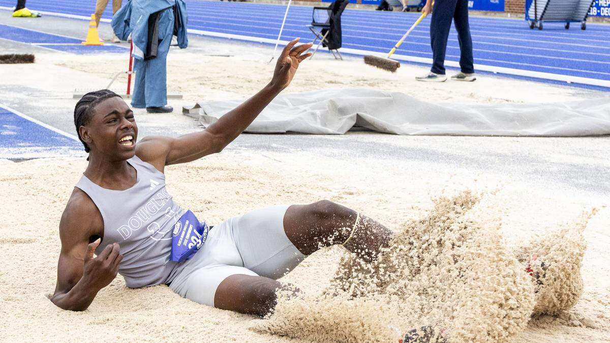 Frederick Douglass' Malcolm Crow finished second in the boys triple jump during the 2026 KHSAA Boys and Girls Class 3A State Track and Field Championships at the University of Kentucky track and field complex in Lexington, Ky., on Saturday, May 23, 2026.
