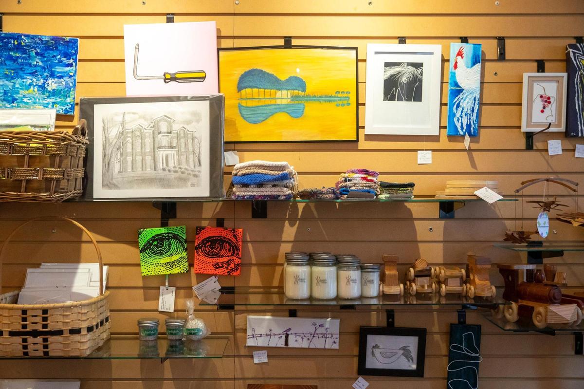 Art from local artists is offered for sale at t High on Art & Coffee at 523 East High St. in Lexington, Ky., on Thursday, Oct. 21, 2021. All items can be viewed on the shopÕs website.