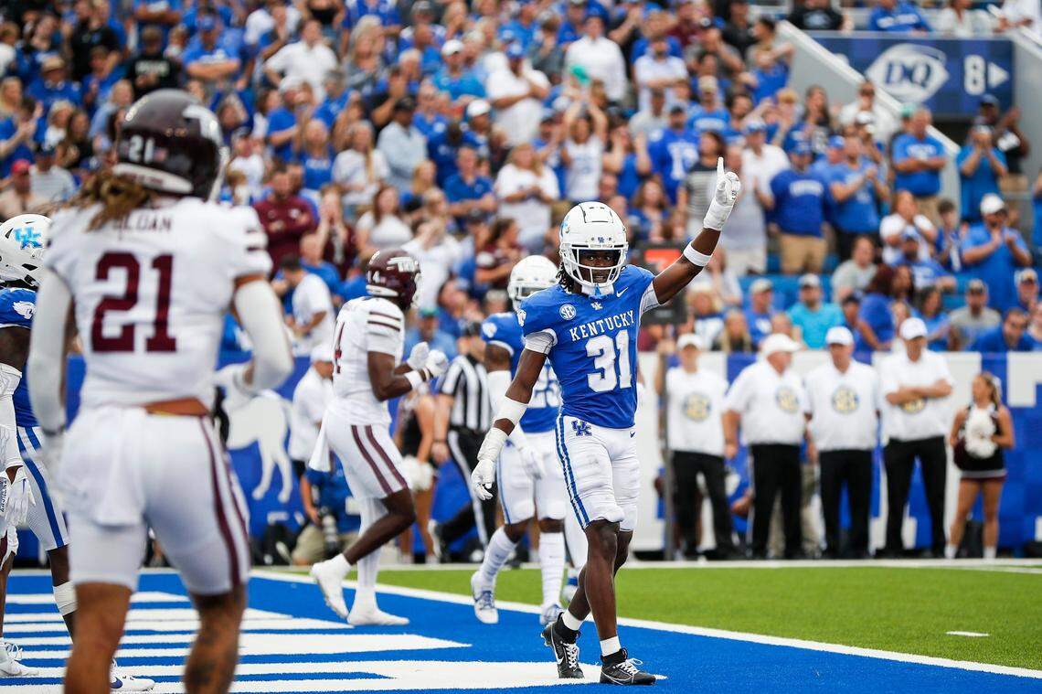 Kentucky cornerback Maxwell Hairston (31) made his first career interception last week in UK’s 28-17 win over Eastern Kentucky.