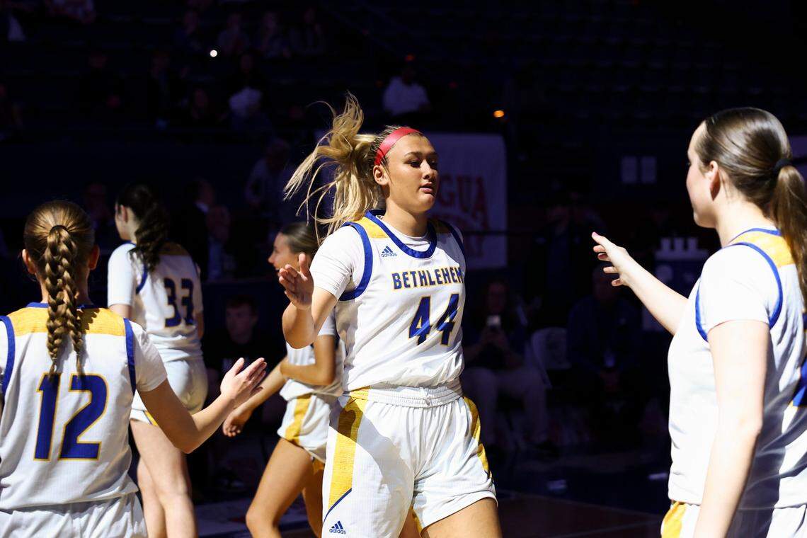 Leah Macy (44) scored 17 of her 31 points in the second half to spark Bethlehem’s rally past Pikeville in the first round of the Sweet 16 in Rupp Arena on Thursday.