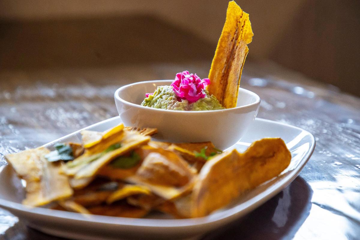 Chip plantains are served with Honduran-style freshly made guacamole at Mami Monchita’s in Frankfort, Ky.