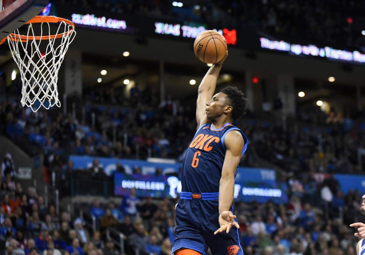 The Oklahoma City Thunder’s Hamidou Diallo dunked during a game against the Minnesota Timberwolves on Dec. 23, 2018.