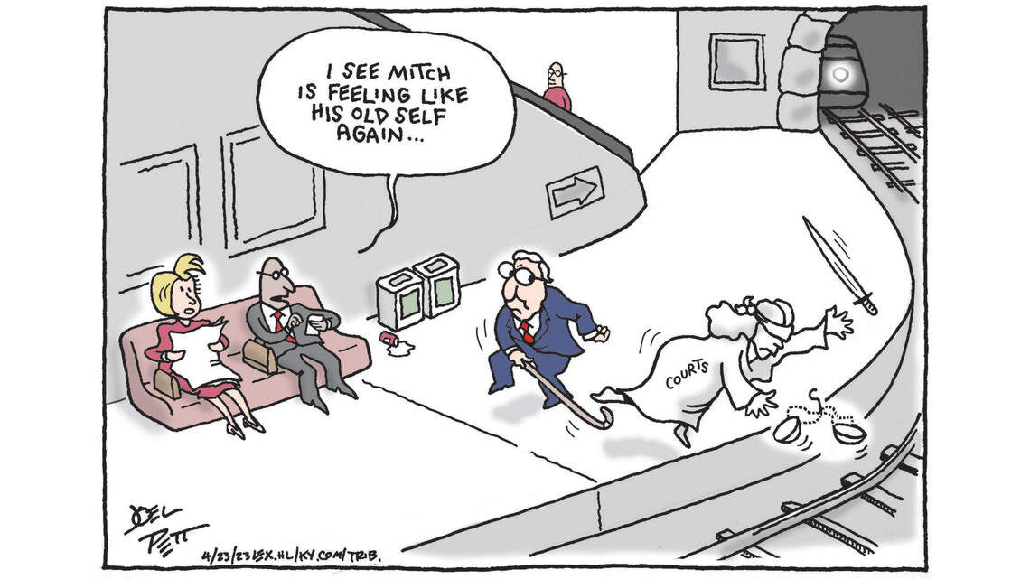 Joel Pett: Mitch is back!