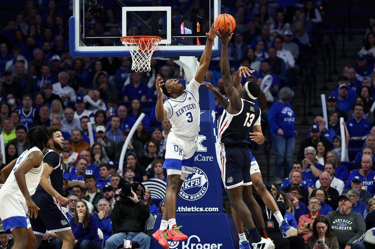 Kentucky guard Adou Thiero had 15 points, five rebounds and three blocked shots in Kentucky’s 89-85 loss to Gonzaga on Saturday in Rupp Arena.
