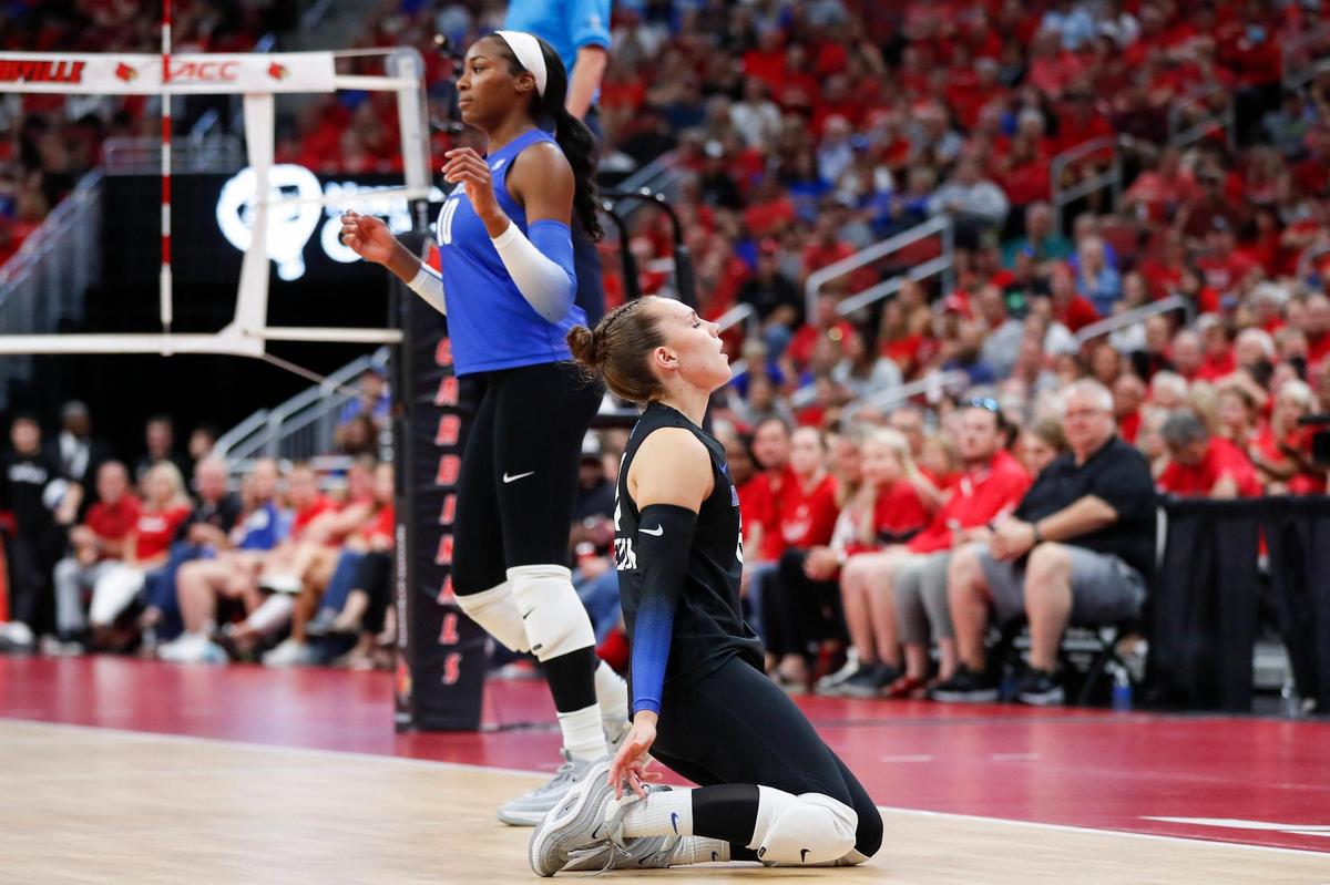 Kentucky junior libero Eleanor Beavin (right) has continued her strong defensive play for the Wildcats this season.