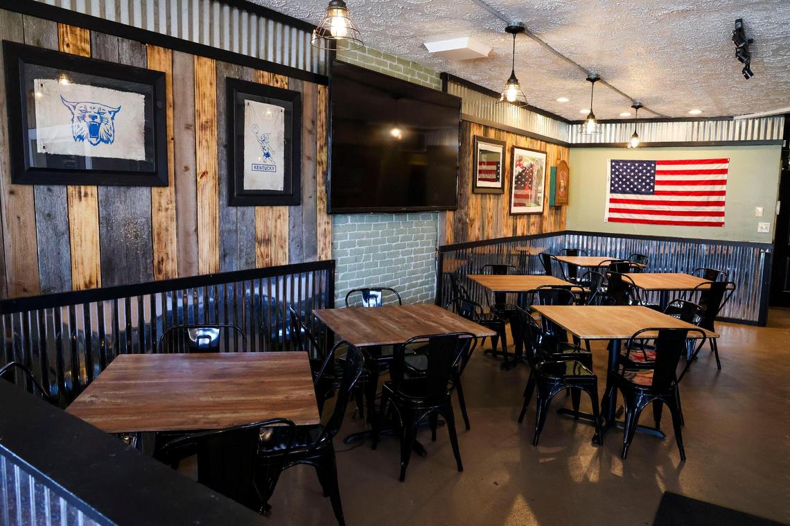 The main dining room at LX BBQ, 226 Walton Ave., Monday, Feb. 3, 2025 in Lexington, Ky. The Texas-style craft barbecue restaurant made a lot of changes after Blue Door Smokehouse moved to another location. New tables and chairs, a freshly painted ceiling, more lighting and the walls have been updated.