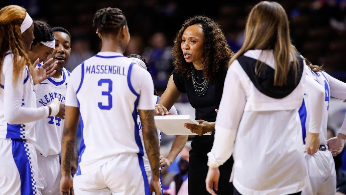 Kentucky Coach Kyra Elzy and her Wildcats enter postseason play with a 15-11 record. UK is considered a bubble team for the NCAA Tournament, possibly needing at least a win Thursday night to assure a spot in the 68-team field.