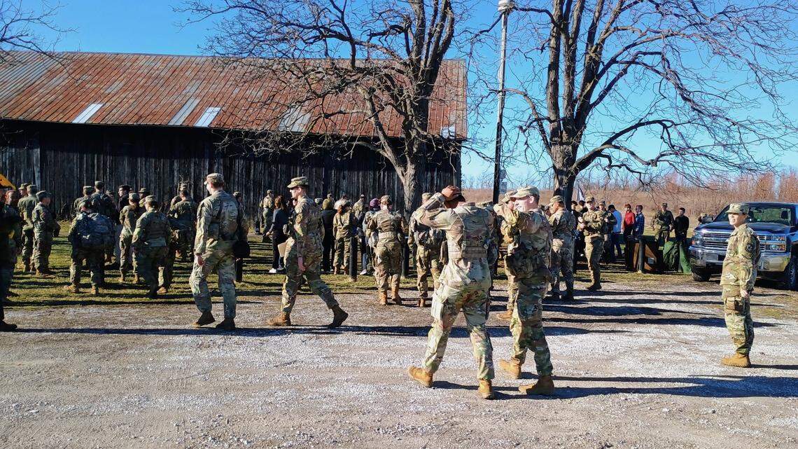University of Kentucky ROTC cadets gather at Hisle Farm Park.