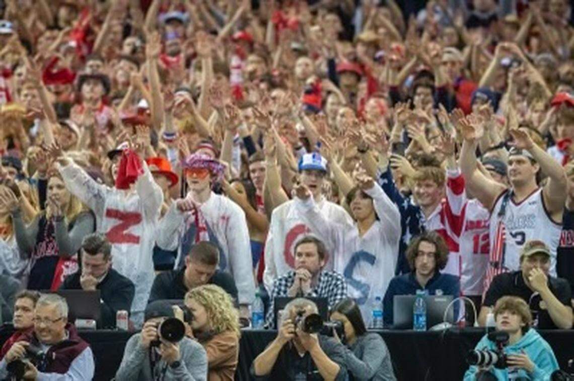 A Spokane Arena record crowd of 12,333 cheered on Gonzaga as it defeated Kentucky on Sunday night.