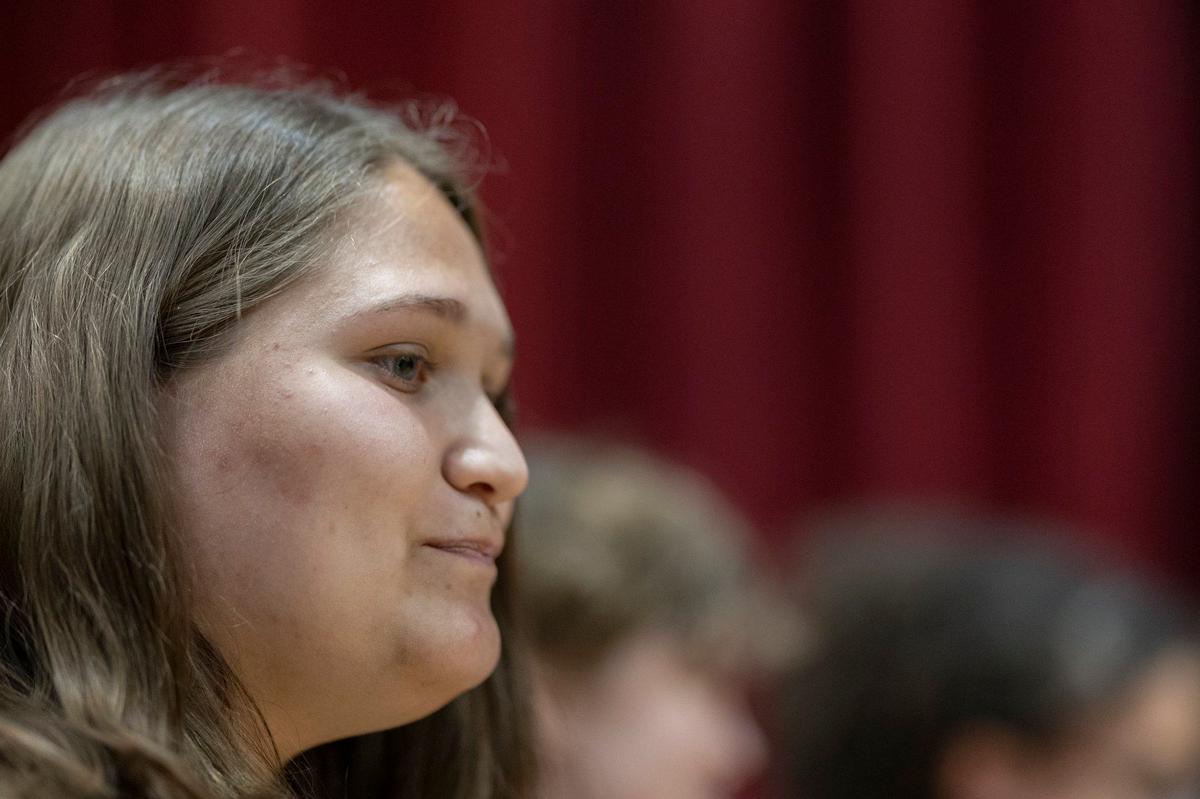 Recent Harlan County High School graduate Kaydence Williamson is photographed at the school in Harlan, Ky., on Wednesday, May 8, 2024.