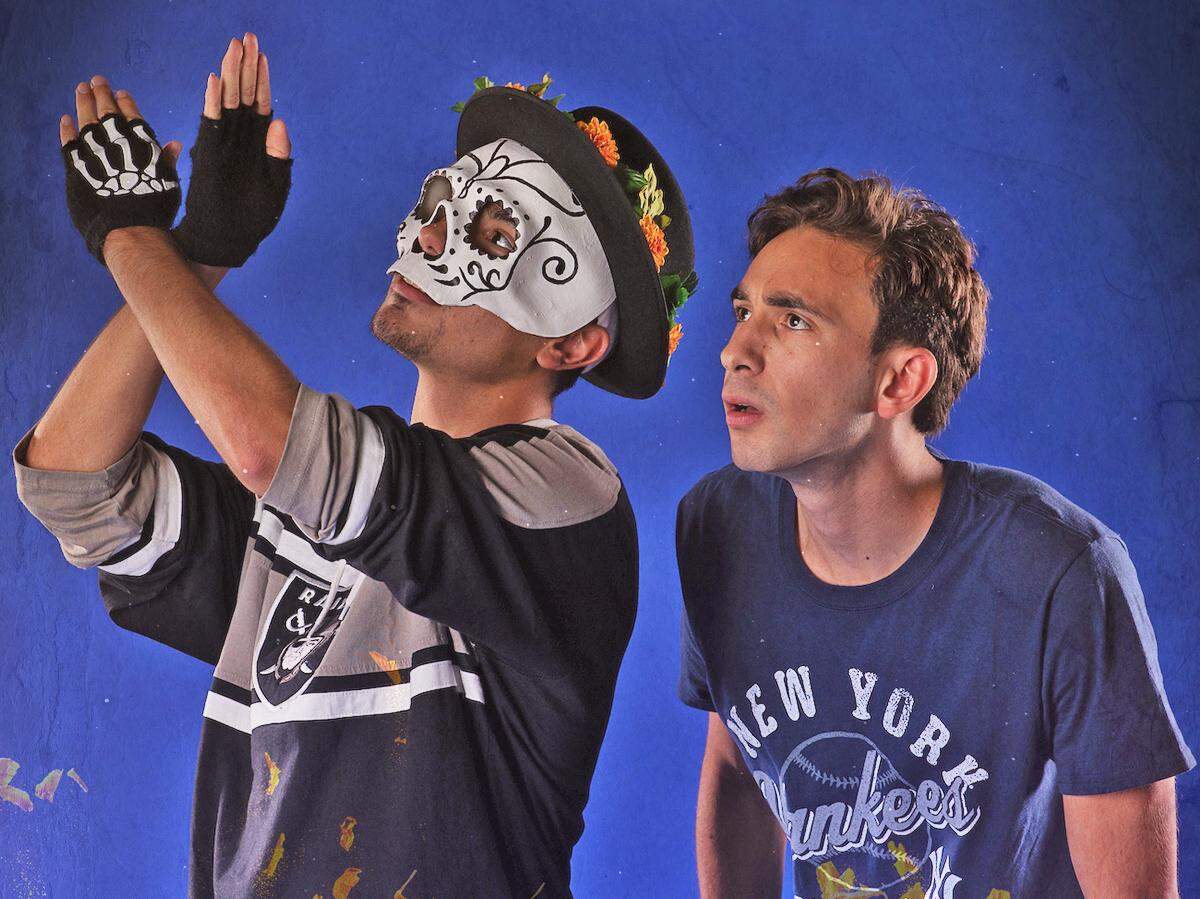 In “La Ofrenda” at the Lexington Children’s Theatre, the character of Alex, right, processes grief with the help of the folklore of Día de los Muertos (personified in the play by a mythical figure called Califas).