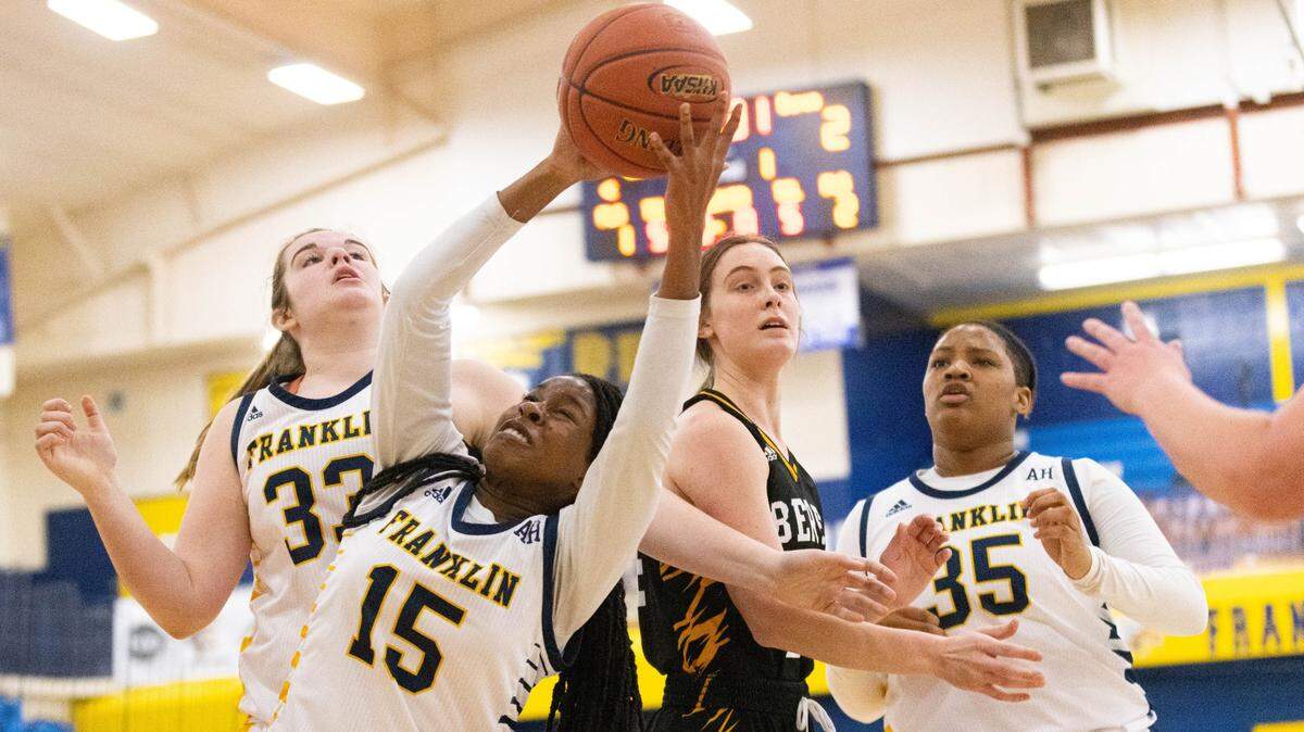Franklin County’s Jazmin Chambers grabs a rebound against Berea at Franklin County High School on Jan. 18, 2022.