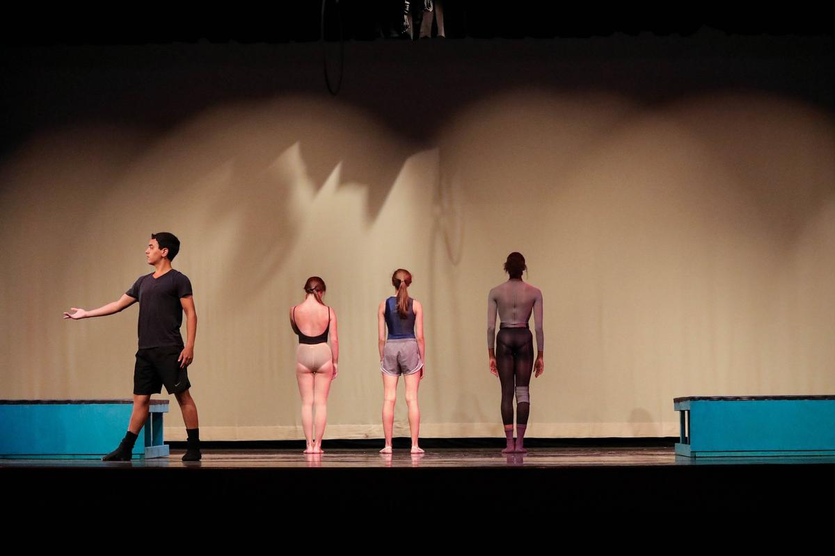 Angelito Anacan, Gwendolyn Hinkle, Isabelle Hayden and Connor Perry from the Allegro Dance Project demonstrate a section from their upcoming performance.