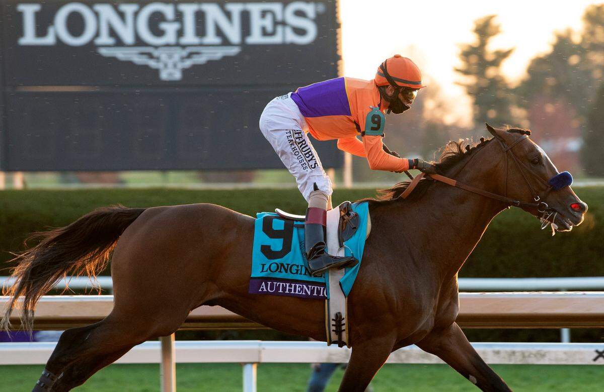 Authentic with John Velazquez aborad won the Breeders Cup Longines Classic at Keeneland in November after winning the Kentucky Derby at Churchill Downs on the first Saturday of September.