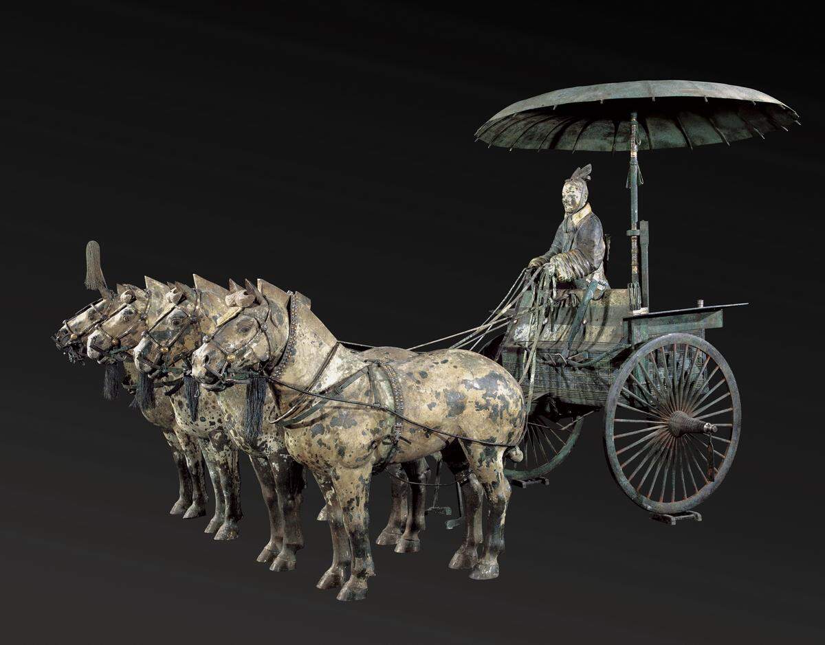 The Cincinnati Art Museum presents "Terracotta Army: Legacy of the First Emperor of China" featuring "Chariot No. 1 with Horses."