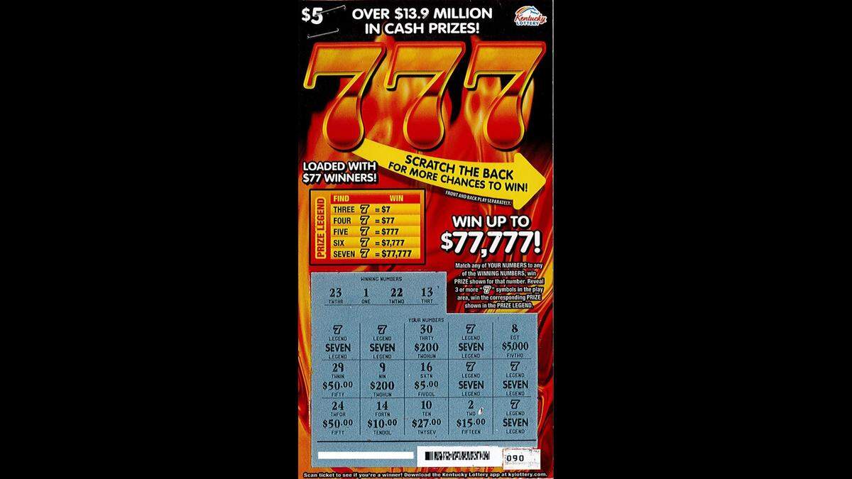 An anonymous Louisville man walked away with about $56,000 after taxes after scratching off the top prize on this 777 Kentucky Lottery ticket in June.