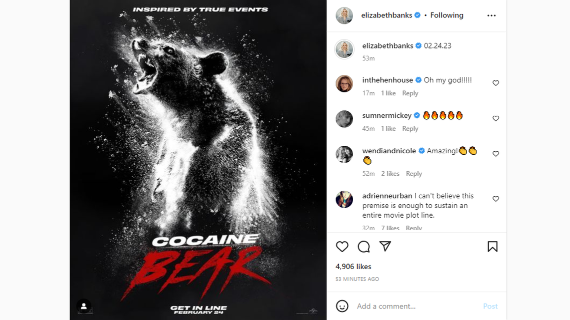 Watch: Official trailer released for film about Kentucky’s famous ‘Cocaine Bear’ 