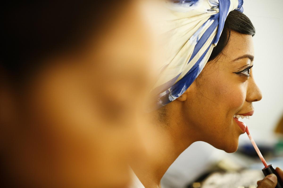 Meredith Crutcher, of Lexington, playing the role of Beneatha Younger, applied makeup in the dressing room before rehearsal for “A Raisin in the Sun” at The Lyric Theatre in Lexington. The show opens Sept. 28 at 7:30 p.m. and tickets are $15 dollars.