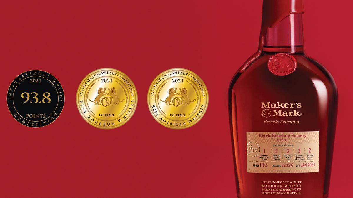 This version of Maker’s Mark, customized by the Black Bourbon Society, just won two gold medals and was named Best Bourbon and Best American Whiskey at a major competition. And it’s available in Kentucky.