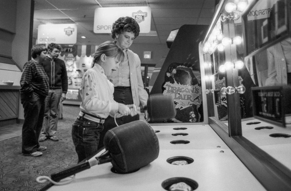 Among the many games at ShowBiz Pizza Place, shown here Wednesday, Jan. 4, 1984, at Woodhill Circle Plaza in Lexington, Ky., was Whac-A-Mole. A May 25, 1983, story in the Herald-Leader announcing ShowBiz Pizza was coming ended with the line, “ShowBiz is based on the notion that Americans hate to sit and wait.” In 1991, the restaurant was rebranded Chuck E. Cheese, and in 2025, it closed.