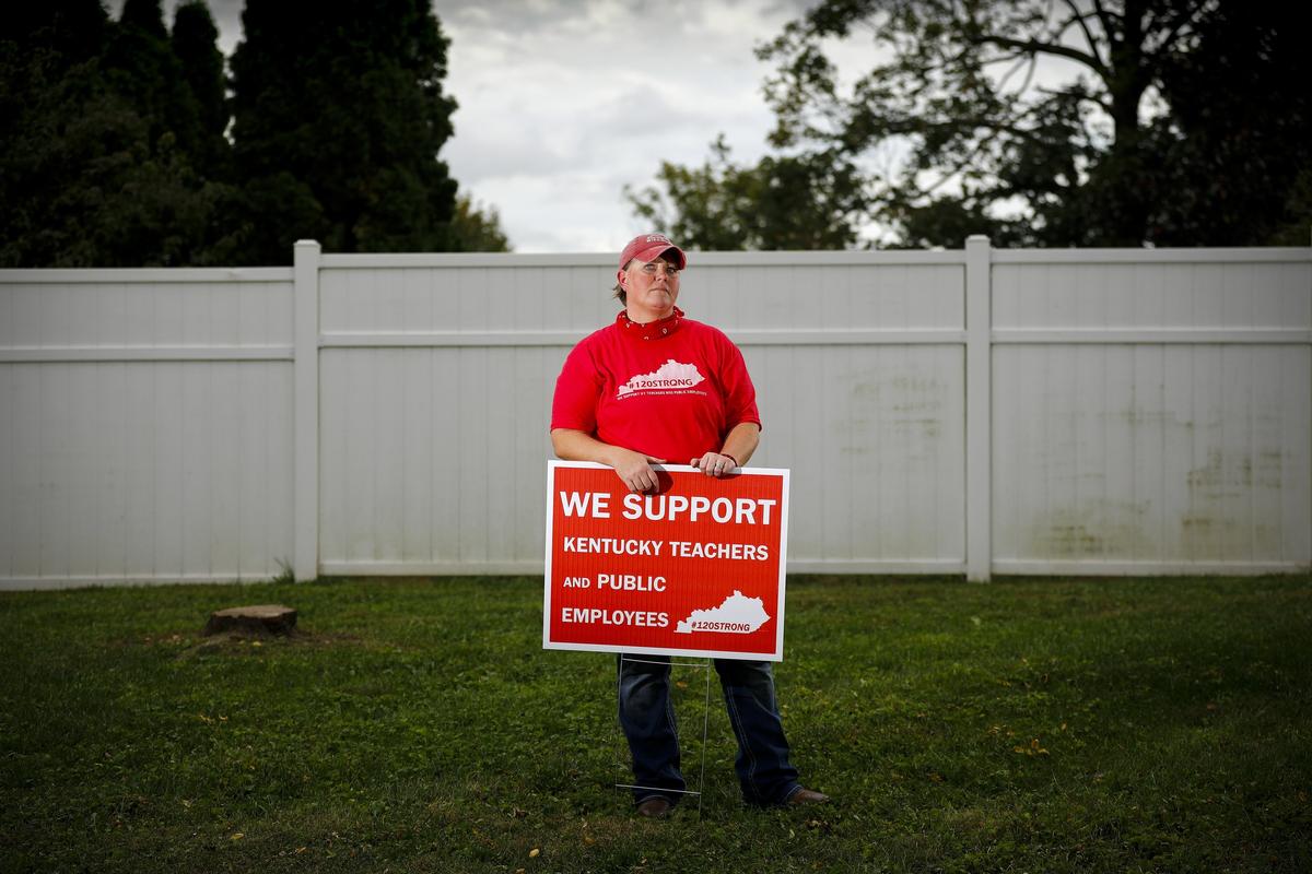 Nema Brewer, a multimedia specialist with the Fayette County Public Schools and co-founder of KY 120 United. The activist group formed to support teachers and public employees in response to a pension reform bill passed by Kentucky’s General Assembly last spring.