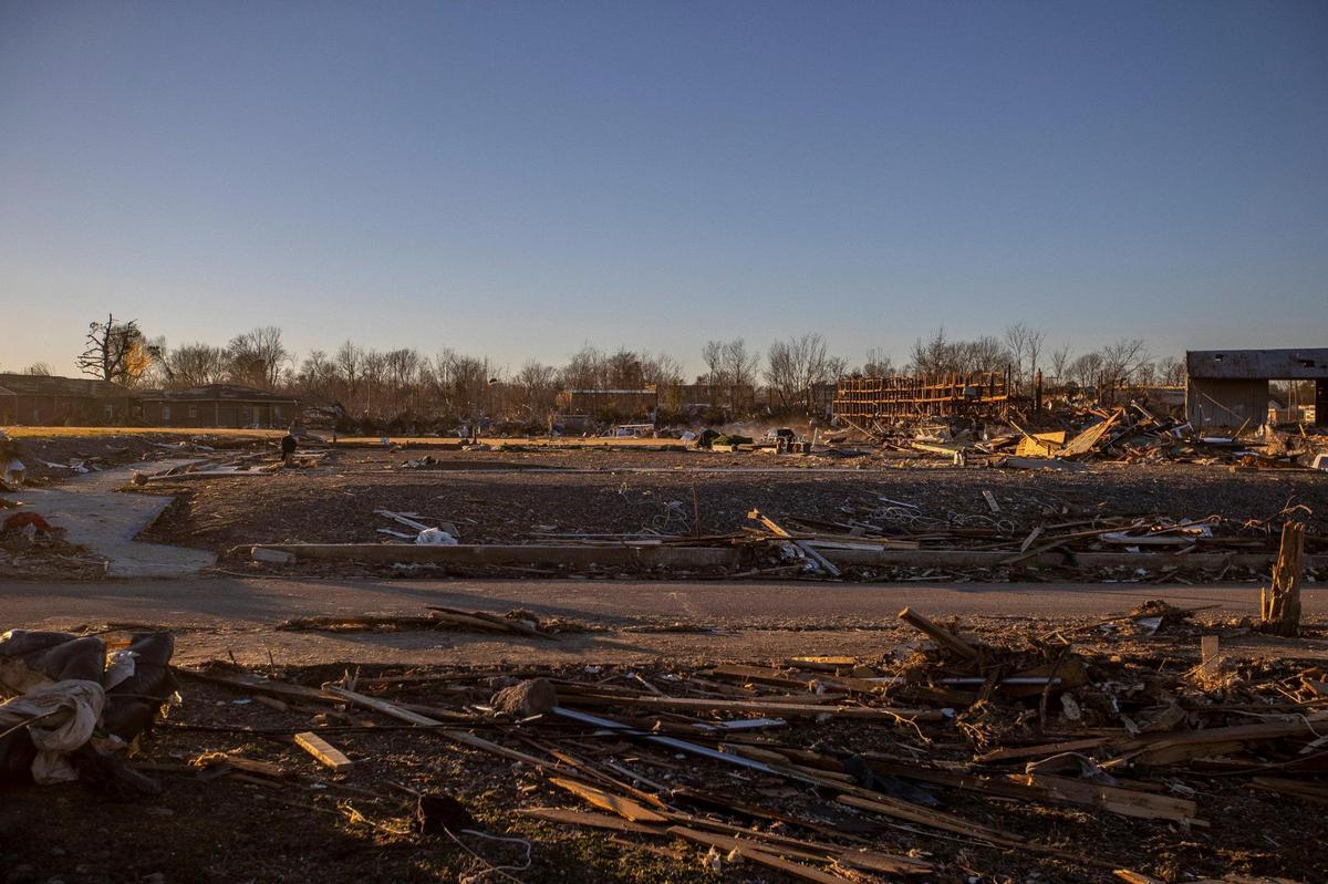 Three of Luis ‘Chili’ Pardo’s four buildings that he co-owns with his wife Maria Mercado -- a detail shop, a indoor soccer facility and a storage space that used to be a South American restaurant -- were destroyed by a tornado that struck Mayfield, Ky., on Friday night.